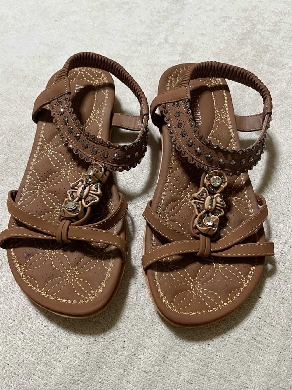 Women’s Brown Embellished Comfort Sandals